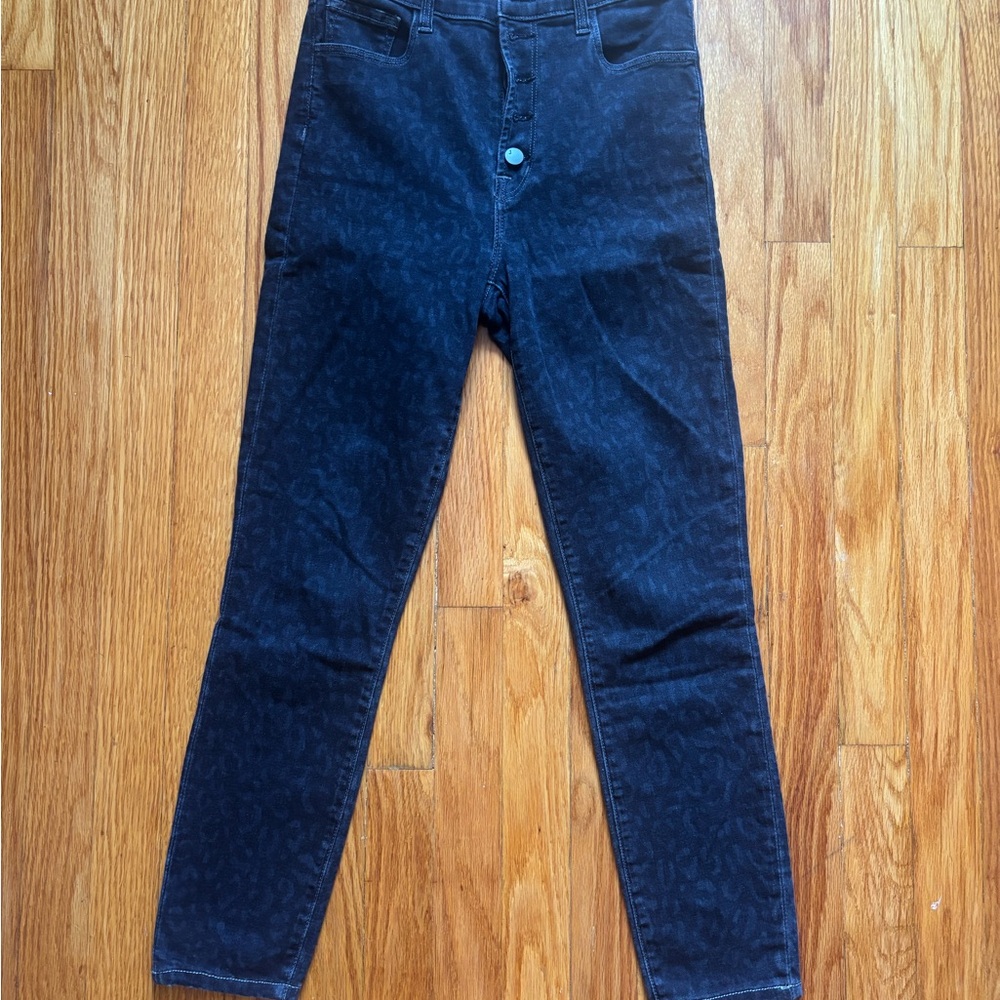J Brand - Lillie - Black Leopard Print Skinny Jeans